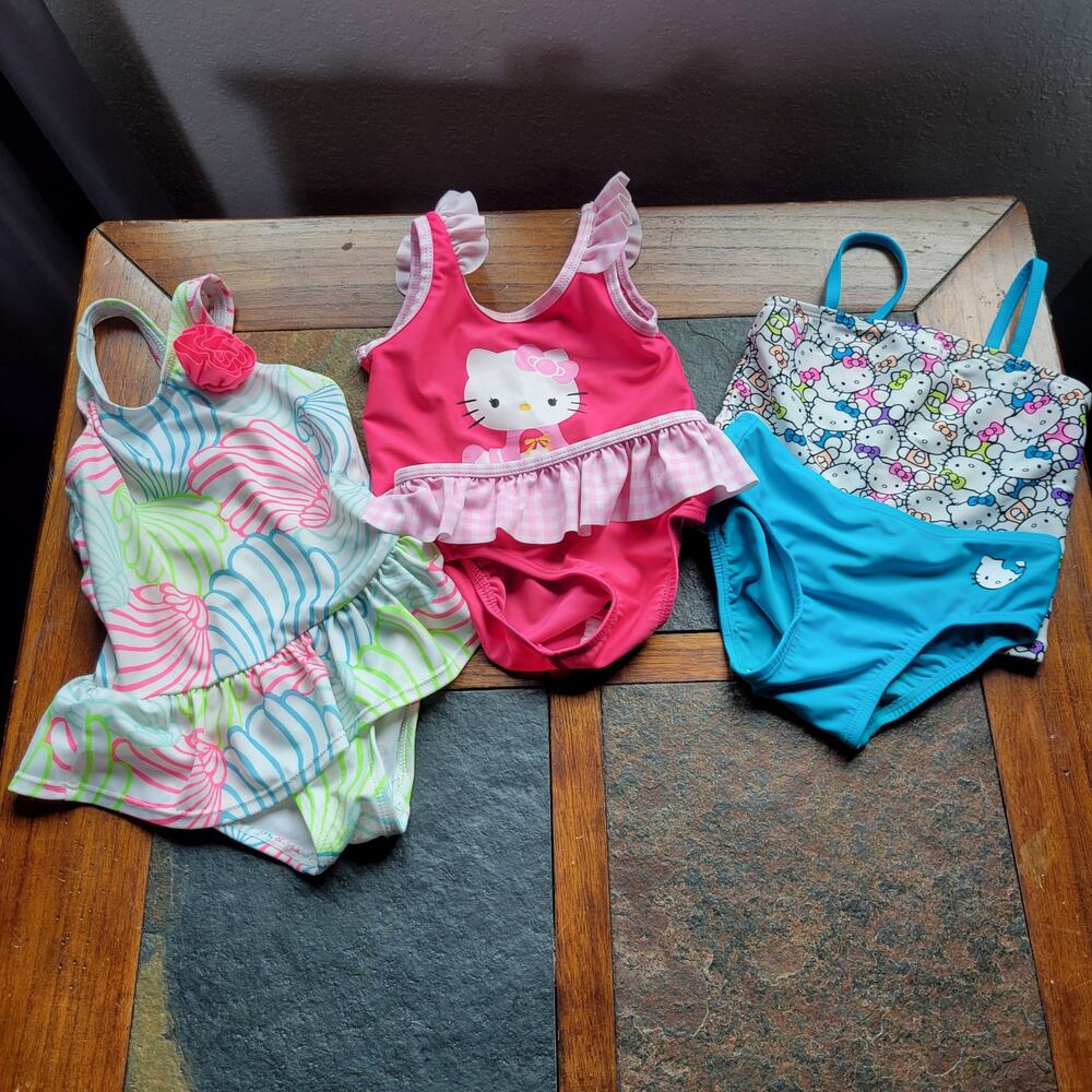 Bundle of 2T Swimsuits, 2 Hello Kitty, 1 Gymboree